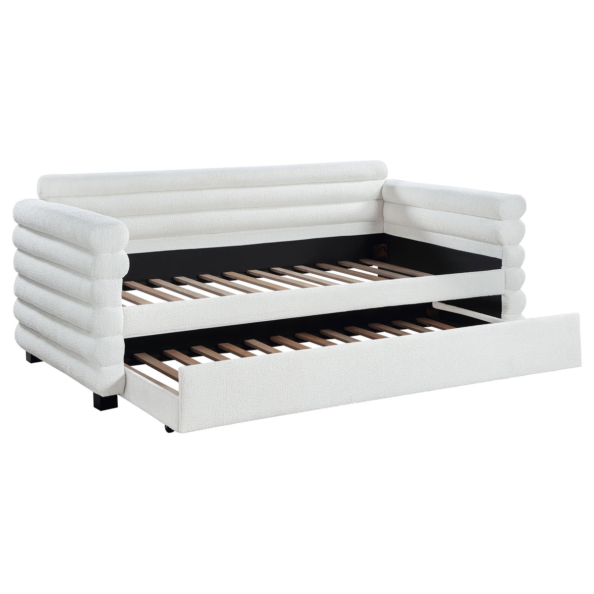 Patricia Boucle Upholstered Twin Day Bed with Trundle