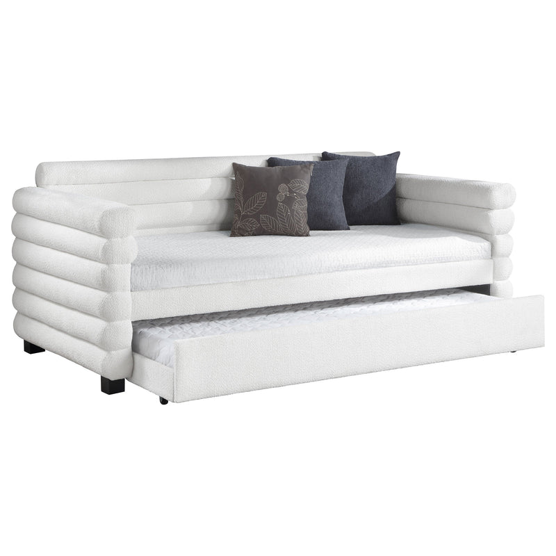 Patricia Boucle Upholstered Twin Day Bed with Trundle