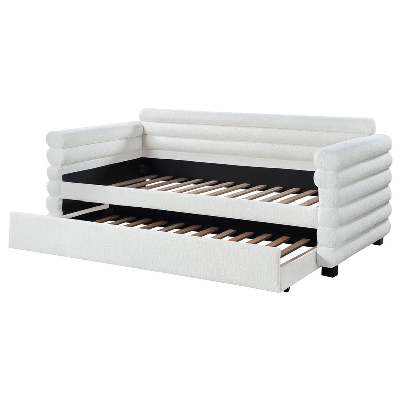 Patricia Boucle Upholstered Twin Day Bed with Trundle