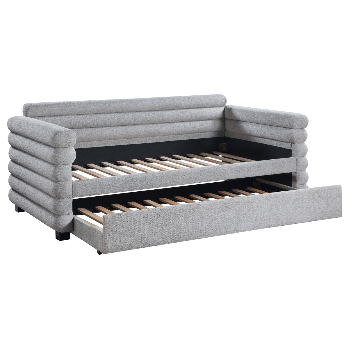 Patricia Boucle Upholstered Twin Day Bed with Trundle
