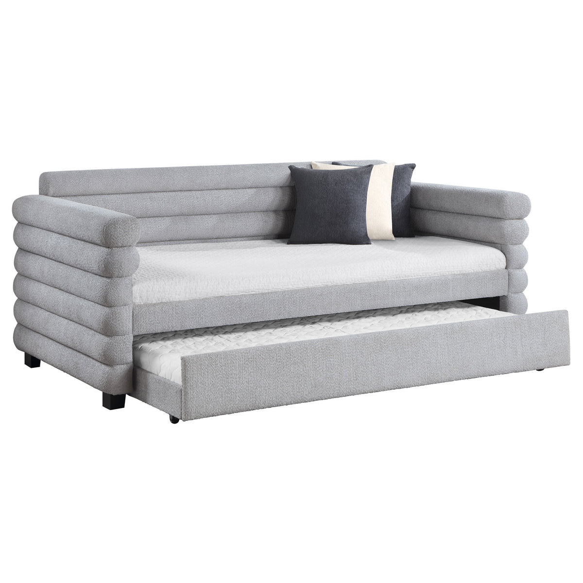 Patricia Boucle Upholstered Twin Day Bed with Trundle