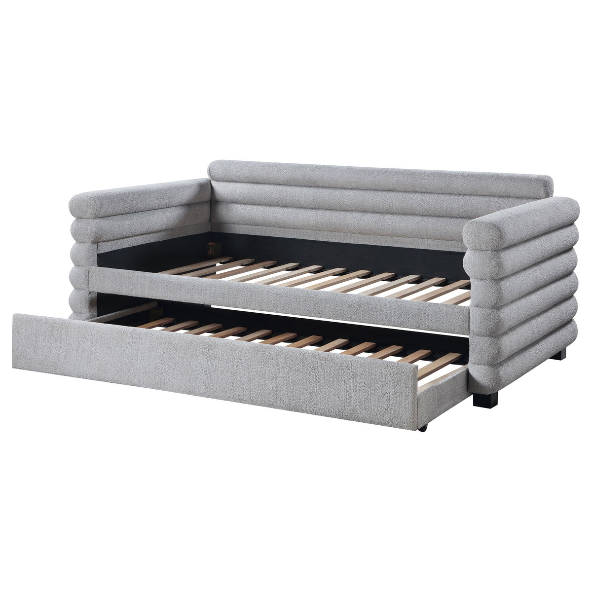 Patricia Boucle Upholstered Twin Day Bed with Trundle