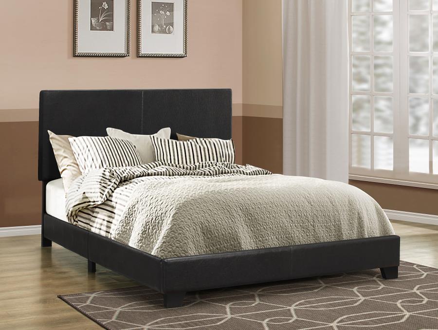 Dorian Faux Leather Upholstered Panel Bed Black California King