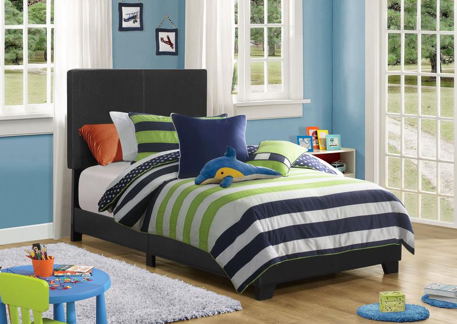 Dorian Faux Leather Upholstered Panel Bed Black Twin