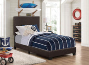 Dorian Faux Leather Upholstered Panel Bed Brown Twin