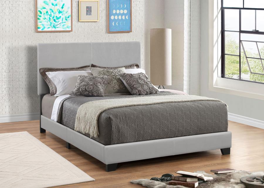 Dorian Faux Leather Upholstered Panel Bed Grey Eastern King