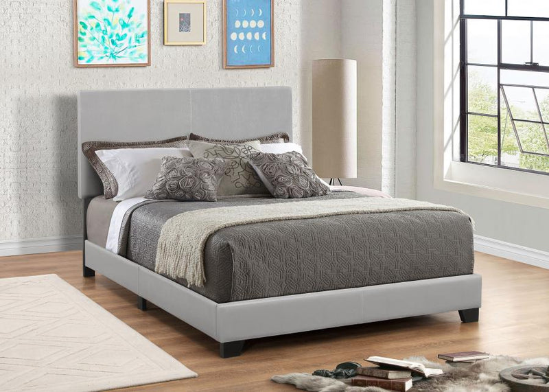 Dorian Faux Leather Upholstered Panel Bed Grey California King