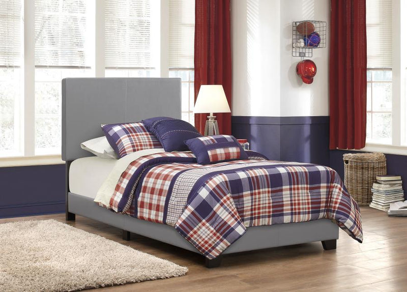 Dorian Faux Leather Upholstered Panel Bed Grey Twin