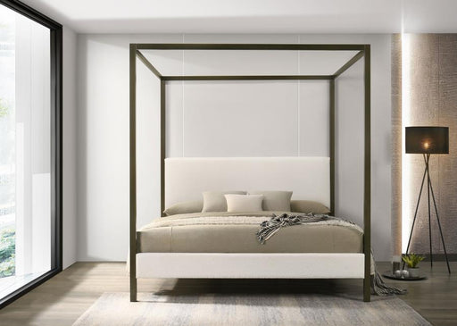 Monroe Upholstered Canopy Bed Vanilla Eastern King