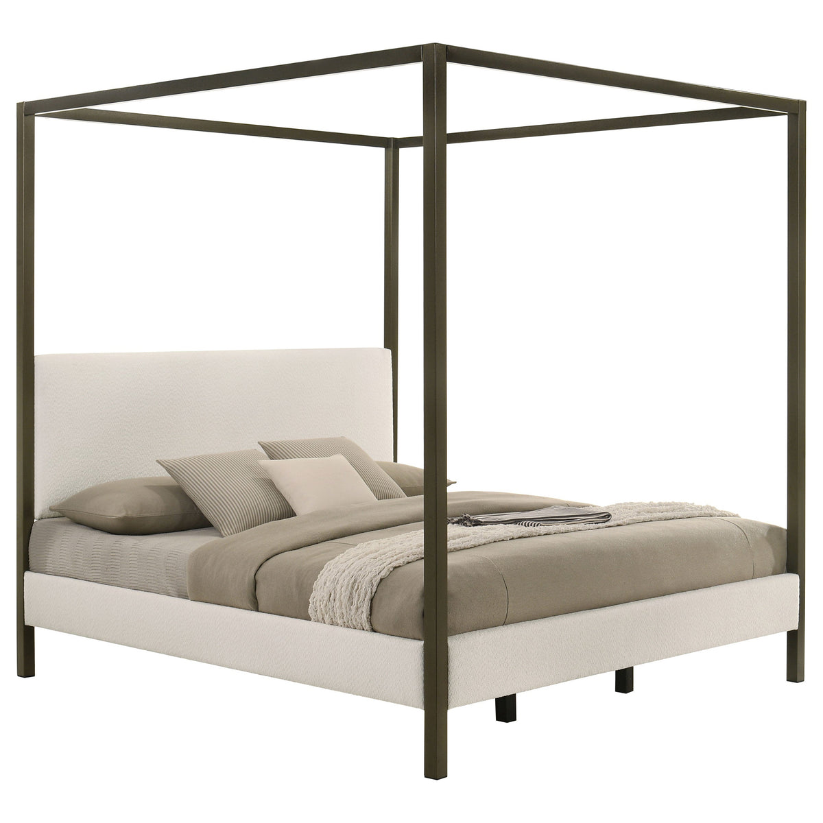 Monroe Upholstered Canopy Bed Vanilla