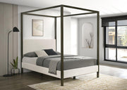 Monroe Upholstered Canopy Bed Vanilla Queen