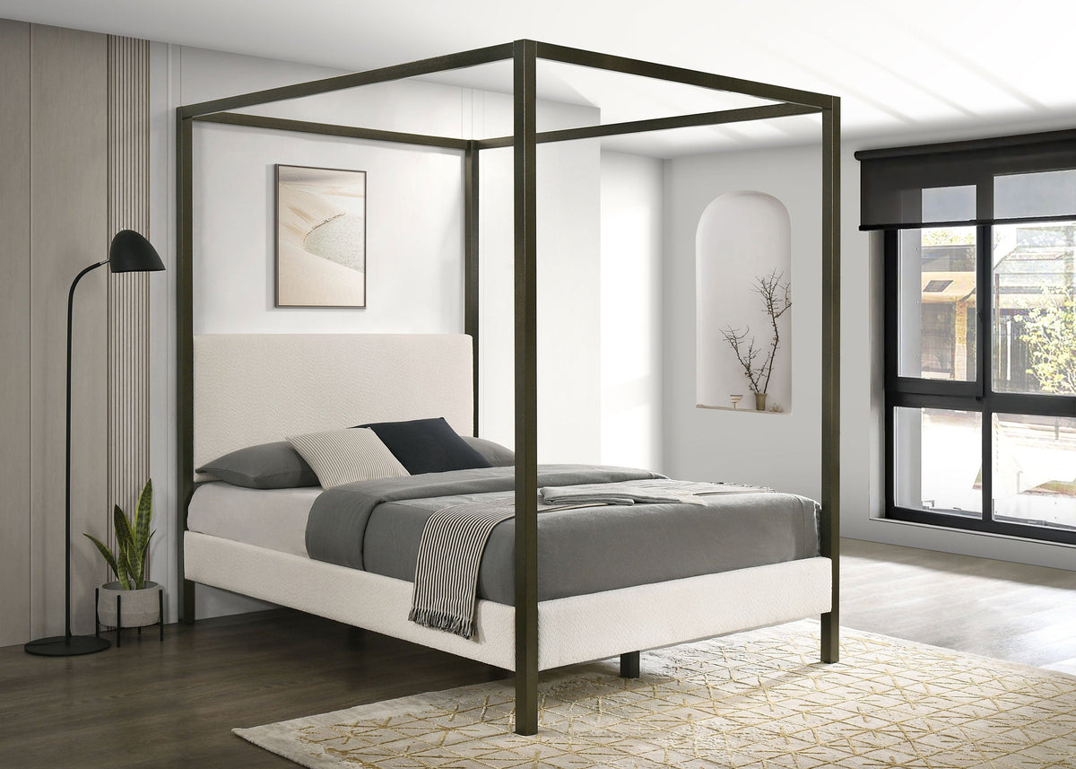Monroe Upholstered Canopy Bed Vanilla