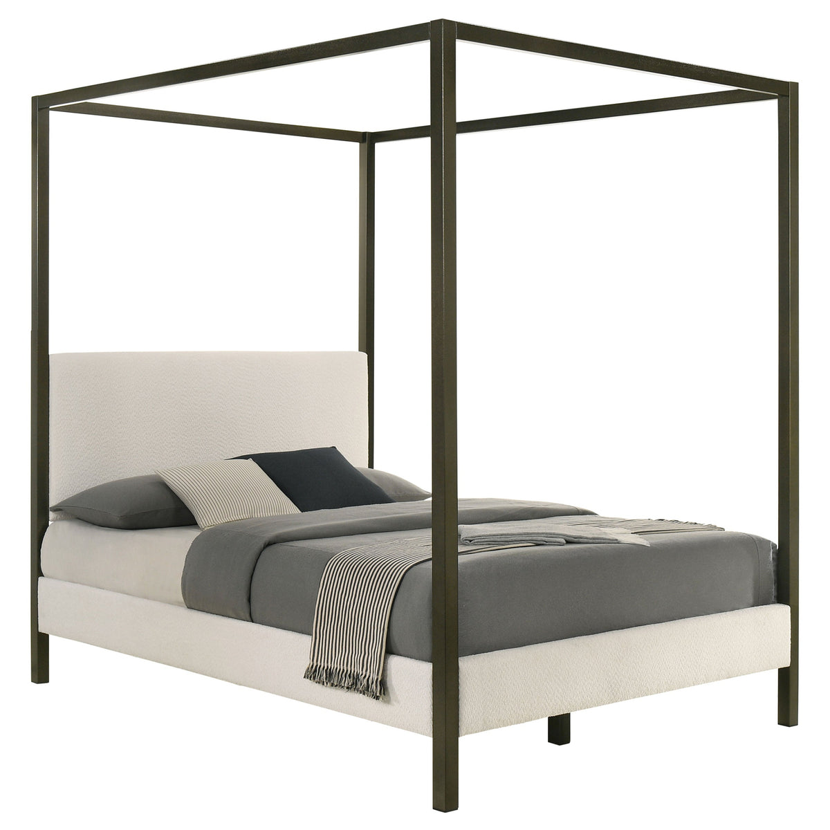 Monroe Upholstered Canopy Bed Vanilla