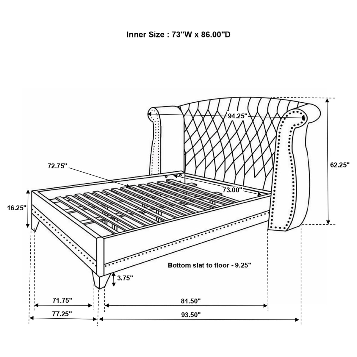 Barzini Upholstered Wingback Bed