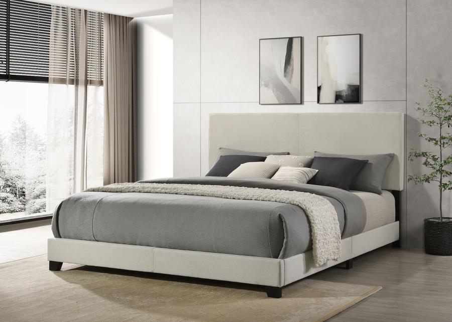 Dorian Fabric Upholstered Panel Bed Cream Eastern King