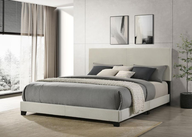 Dorian Fabric Upholstered Panel Bed Cream Eastern King