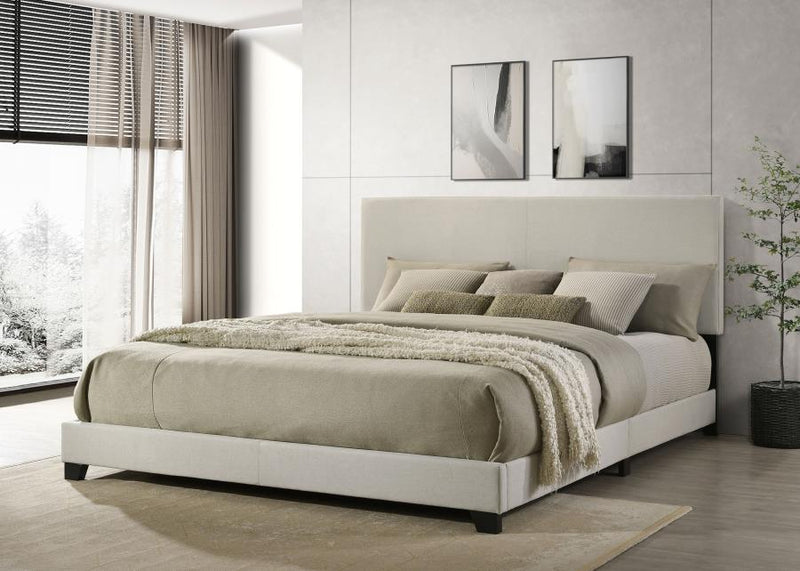 Dorian Fabric Upholstered Panel Bed Cream California King