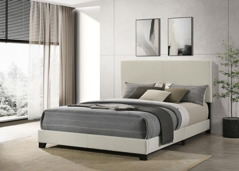 Dorian Fabric Upholstered Panel Bed Cream Queen