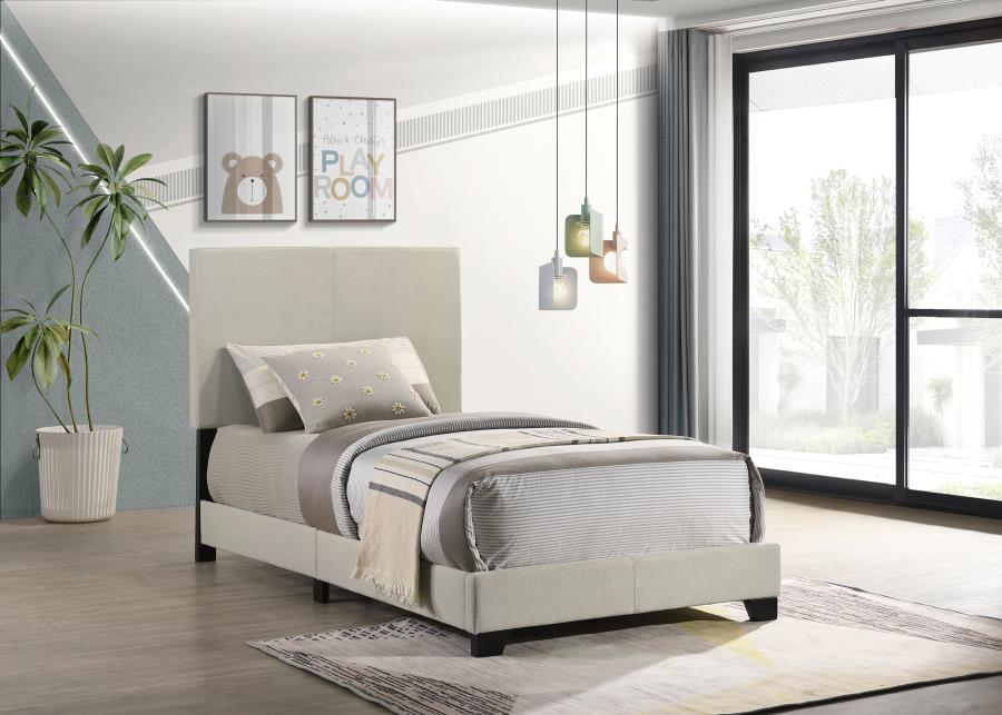 Dorian Fabric Upholstered Panel Bed Cream Twin