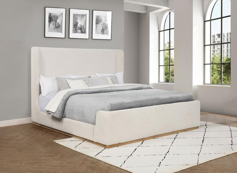 Nala Upholstered Sleigh Bed Cream Eastern King