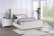 Nala Upholstered Sleigh Bed Cream Queen