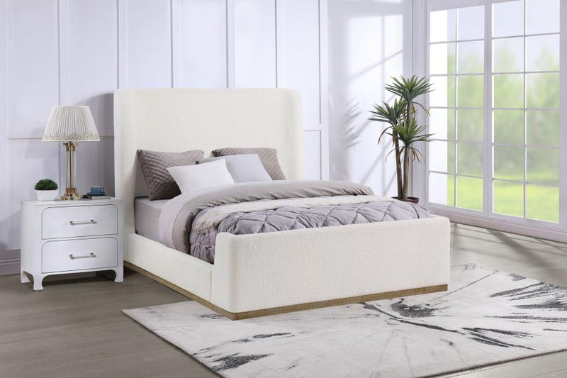 Nala Upholstered Sleigh Bed Cream Queen