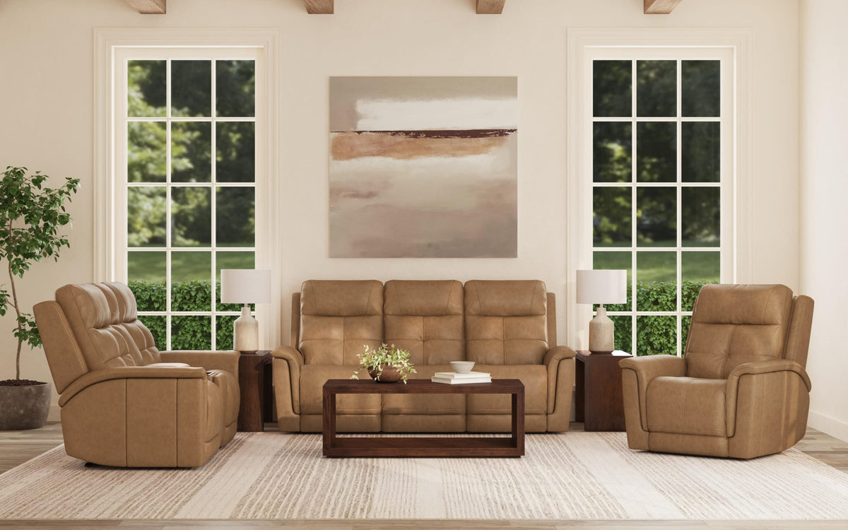 Flexsteel Ranger Power Reclining Loveseat with Console, Power Headrest, Lumbar, Heat & Massage