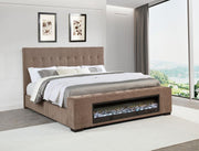 Senna Upholstered Audio Flame Visualizer Bed Brown California King