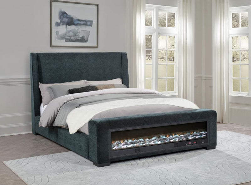Preston Upholstered Audio Flame Visualizer Bed Dark Queen