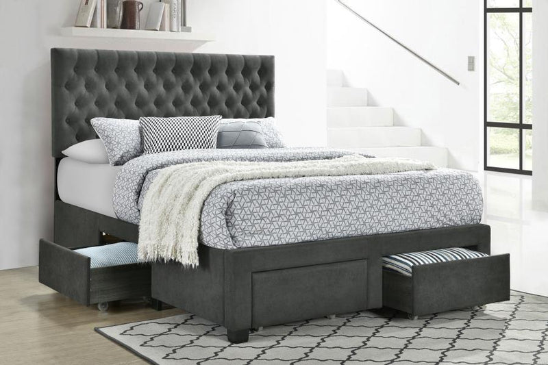 Soledad Upholstered Storage Panel Bed Grey Full