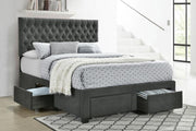 Soledad Upholstered Storage Panel Bed Grey Queen