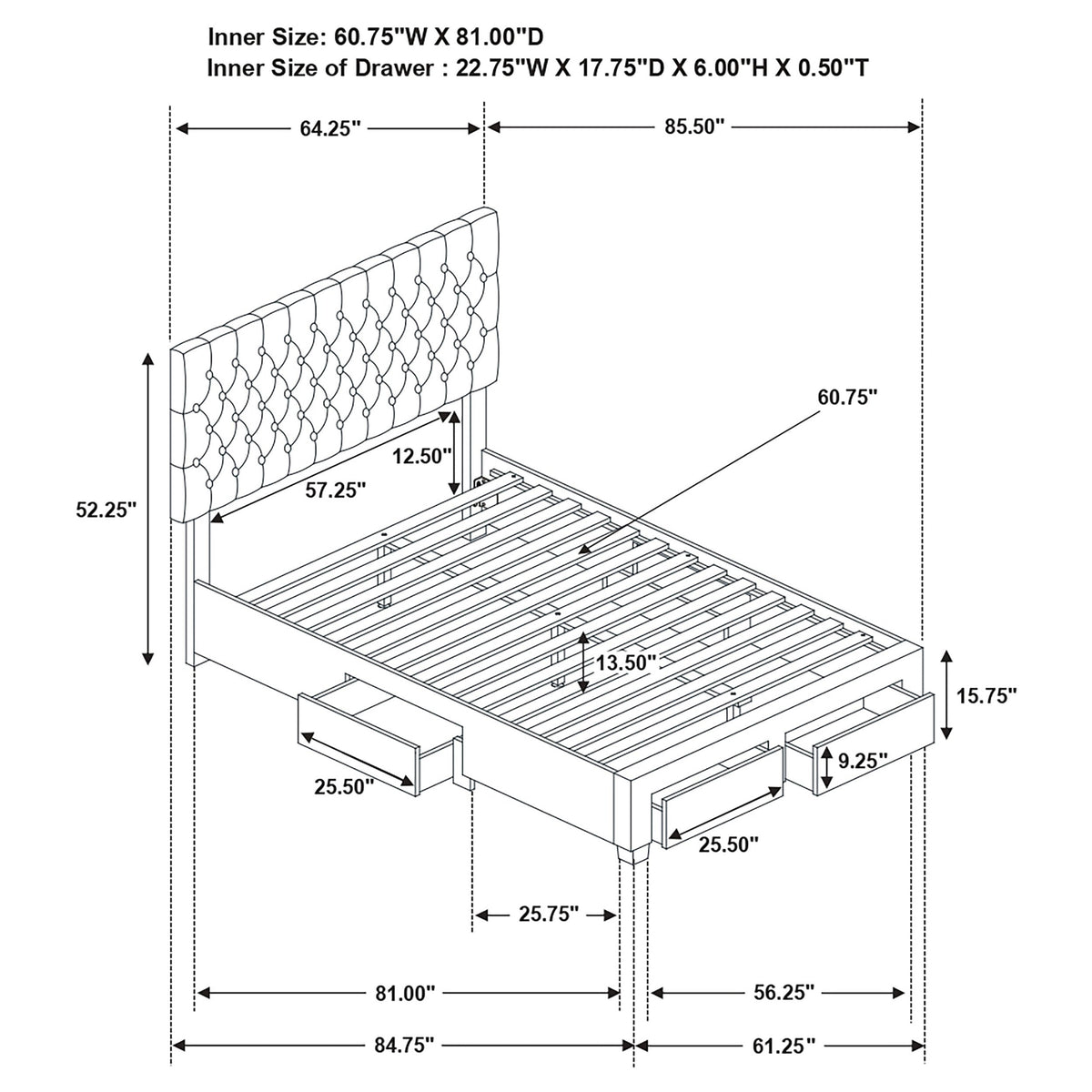 Soledad Upholstered Storage Panel Bed