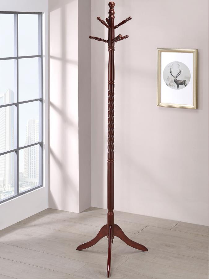 Riona 6 Hook Freestanding Wood Coat Rack Hat Hanger Merlot Default Title