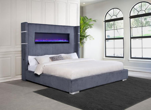 Tisdall Upholstered Flame Visualizer Bed Grey Eastern King