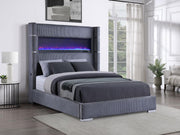 Tisdall Upholstered Flame Visualizer Bed Grey Queen