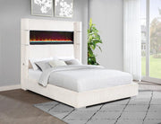 Tisdall Upholstered Flame Visualizer Bed Cream Queen