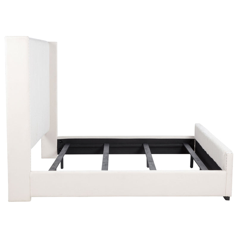 Natasha 65-inch Upholstered Wingback Bed Cream