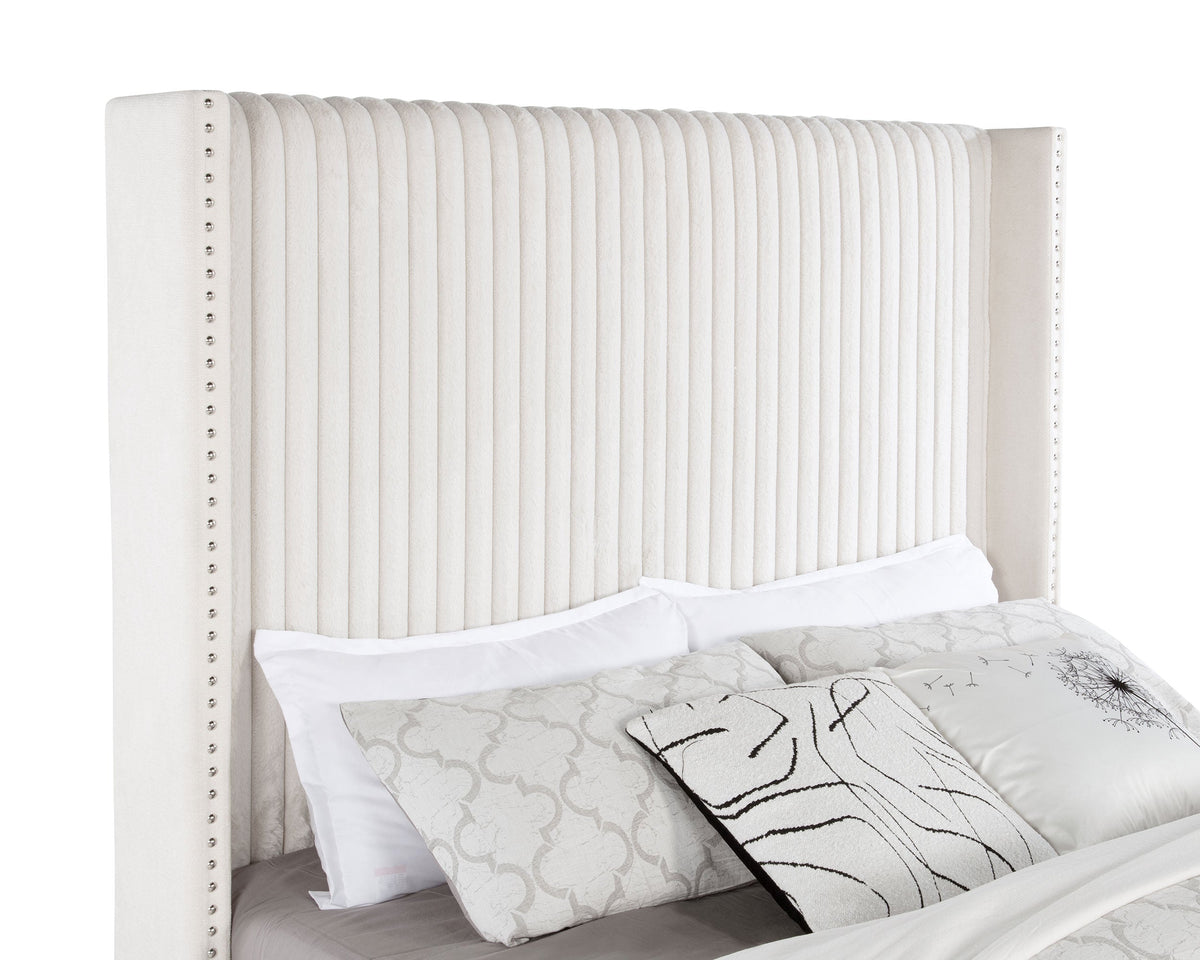 Natasha 65-inch Upholstered Wingback Bed Cream