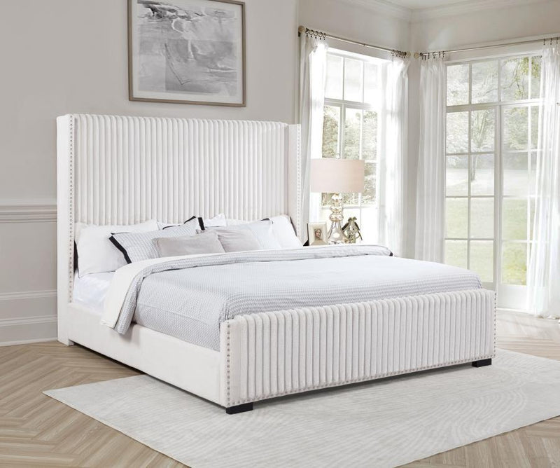 Natasha 65-inch Upholstered Wingback Bed Cream California King