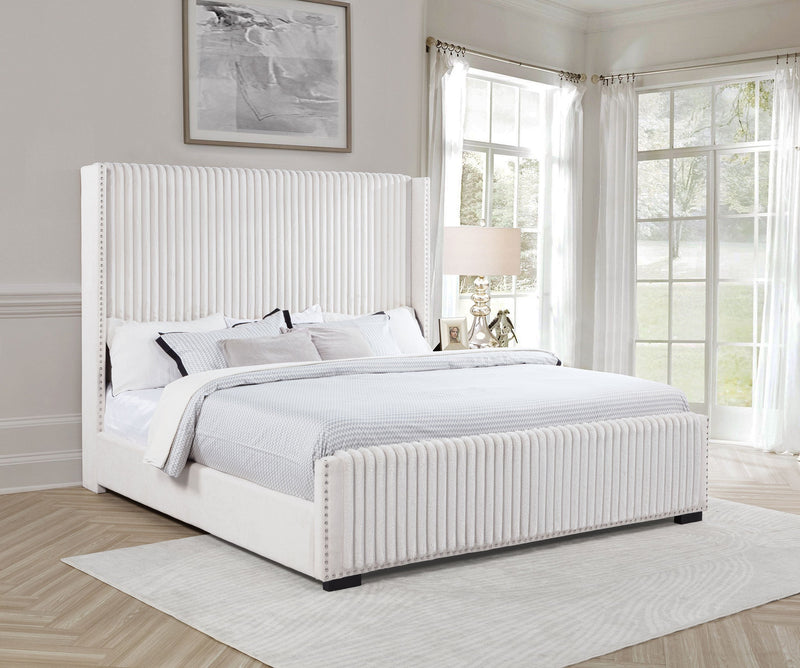 Natasha 65-inch Upholstered Wingback Bed Cream