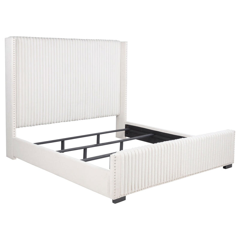 Natasha 65-inch Upholstered Wingback Bed Cream