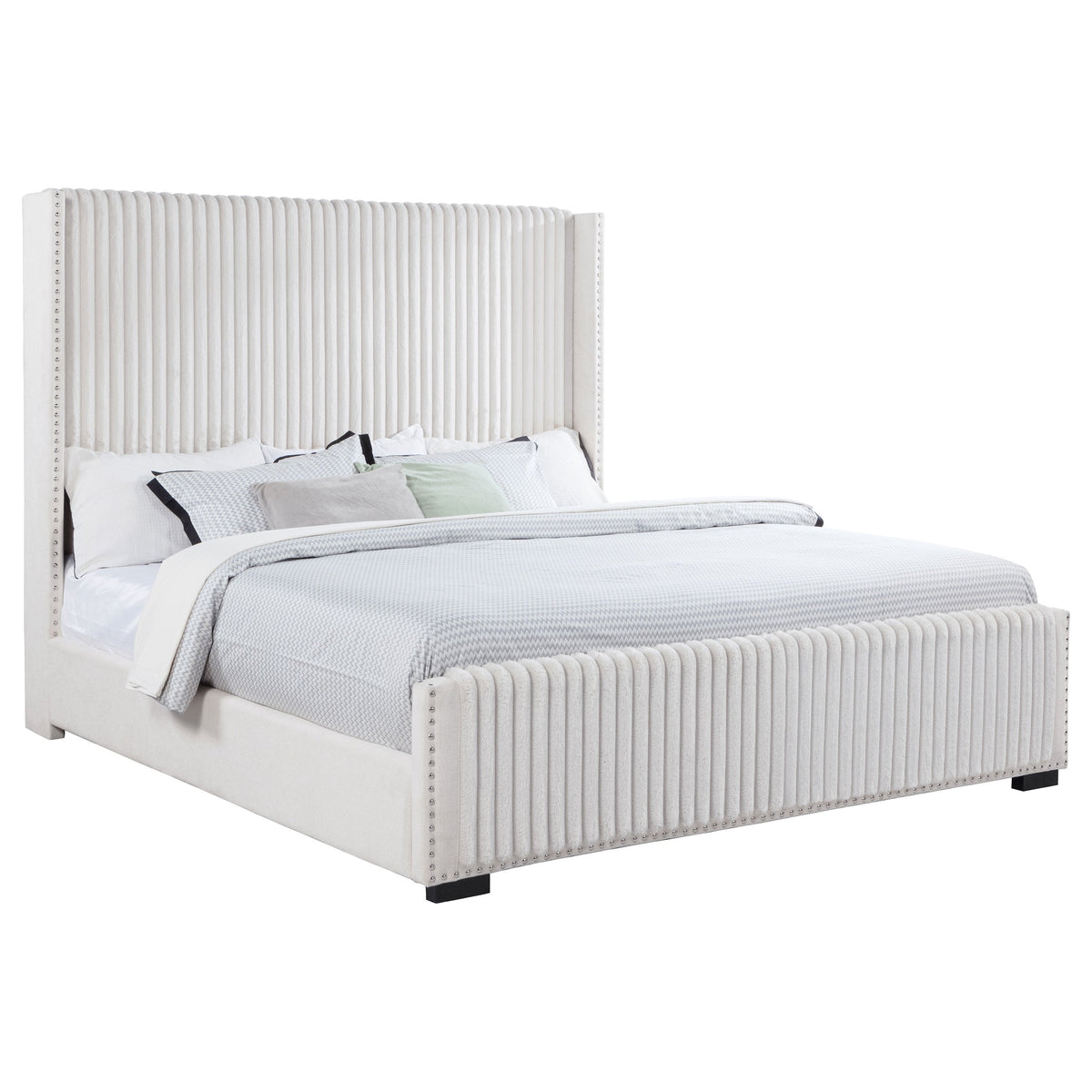 Natasha 65-inch Upholstered Wingback Bed Cream
