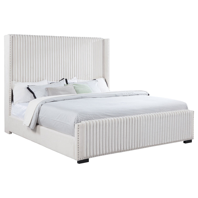 Natasha 65-inch Upholstered Wingback Bed Cream