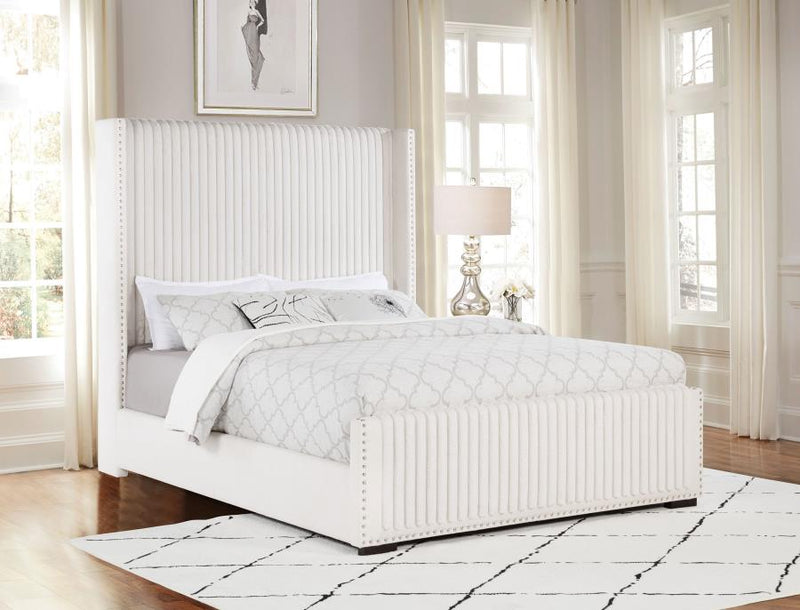 Natasha 65-inch Upholstered Wingback Bed Cream Queen