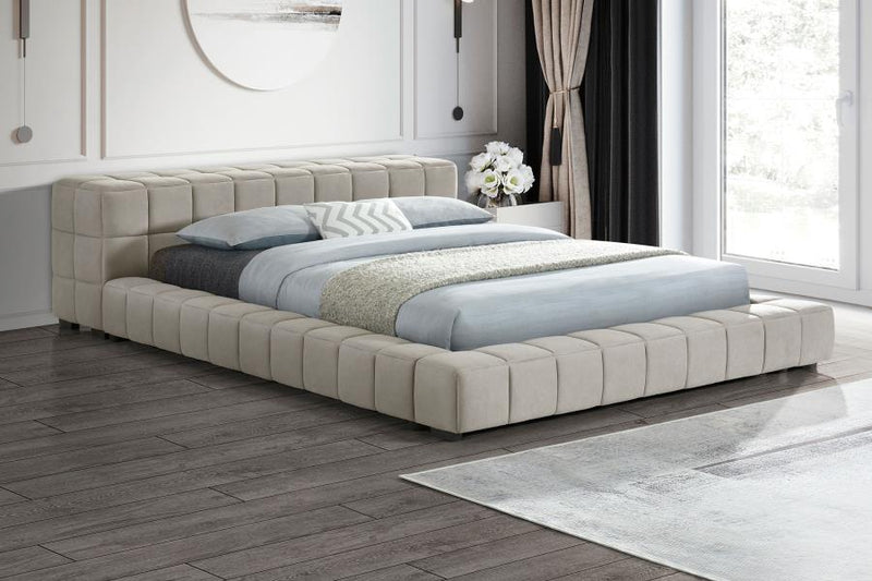 Trinity Upholstered Platform Bed Light Taupe Eastern King