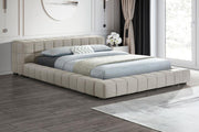 Trinity Upholstered Platform Bed Light Taupe Queen