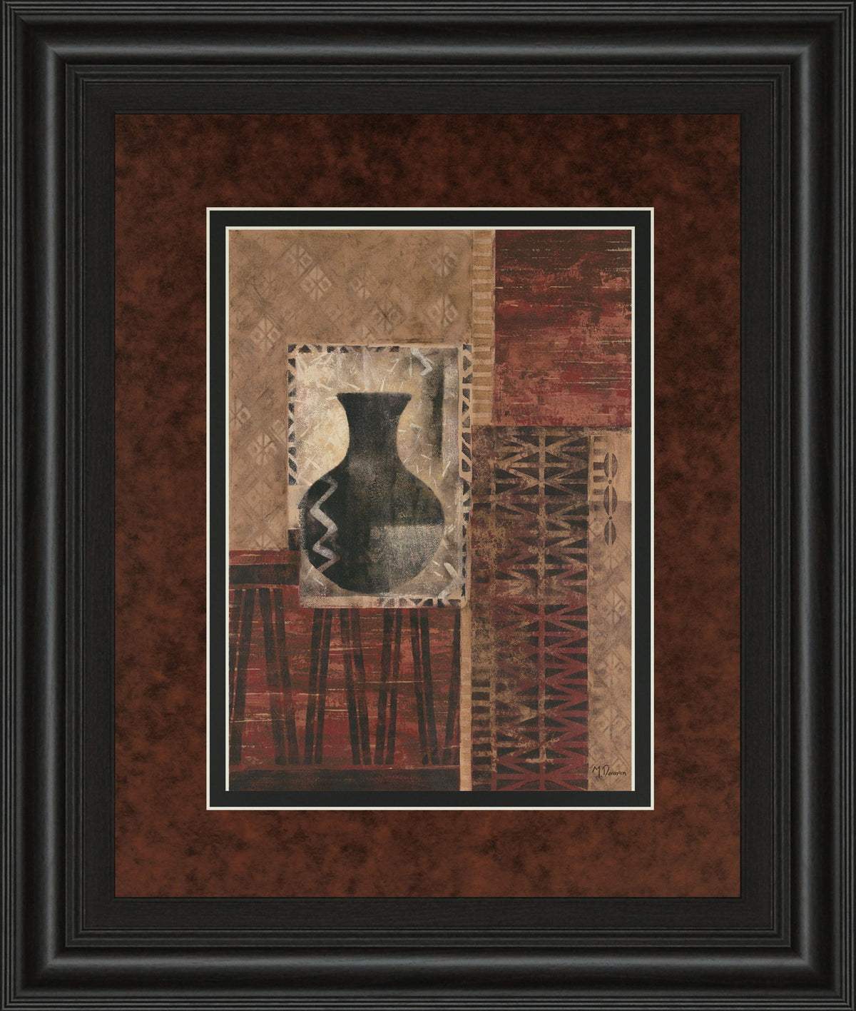 Artifact Revival I By Maria Donovan - Framed Print Wall Art - Dark Red