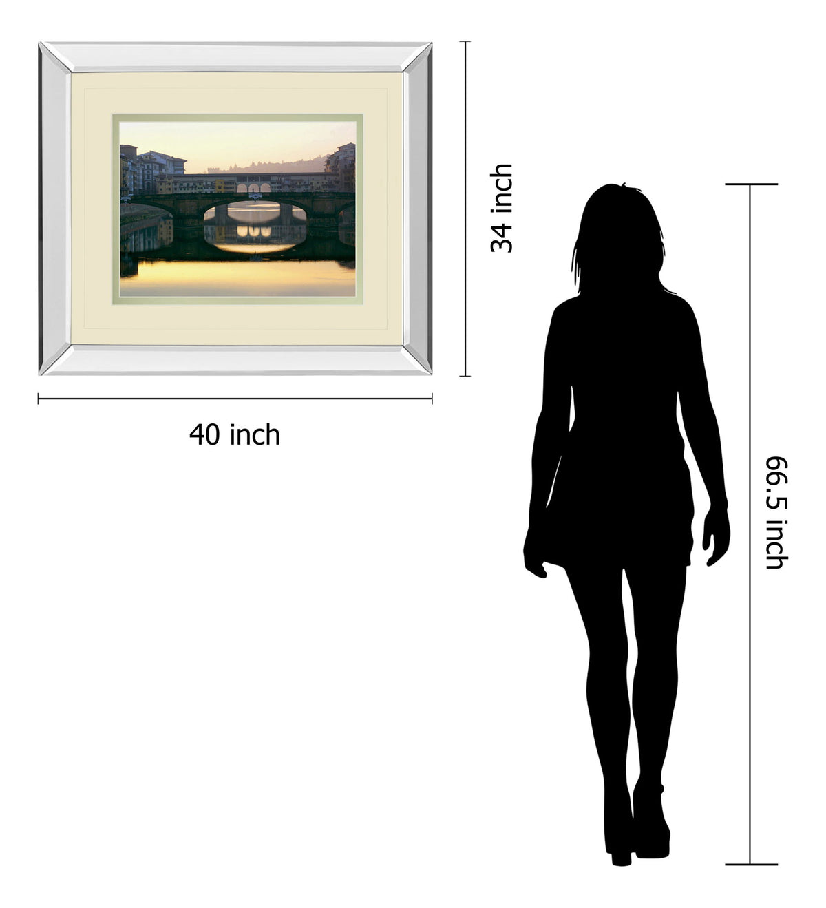 Ponte Vecchio By Bill Philip - Mirror Framed Print Wall Art - Dark Gray