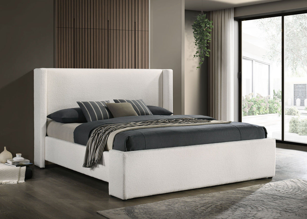 Alamosa Boucle Upholstered Wingback Bed