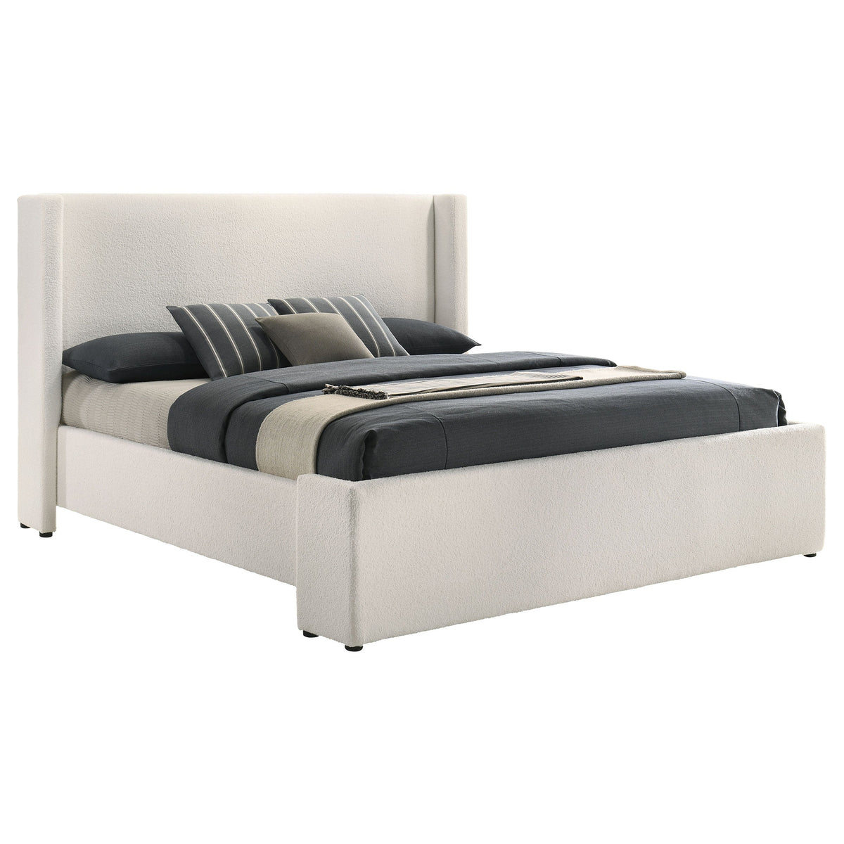Alamosa Boucle Upholstered Wingback Bed